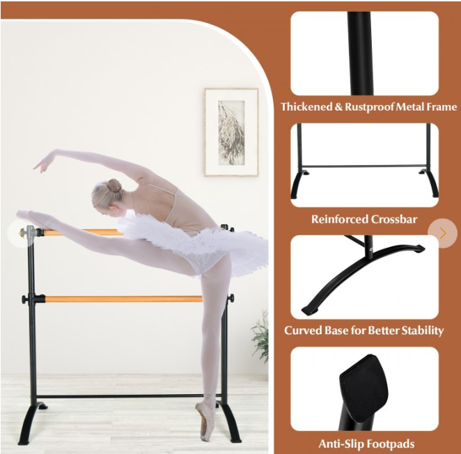 4 Foot Portable  Freestanding Double Ballet Barre, 1 box unassembled