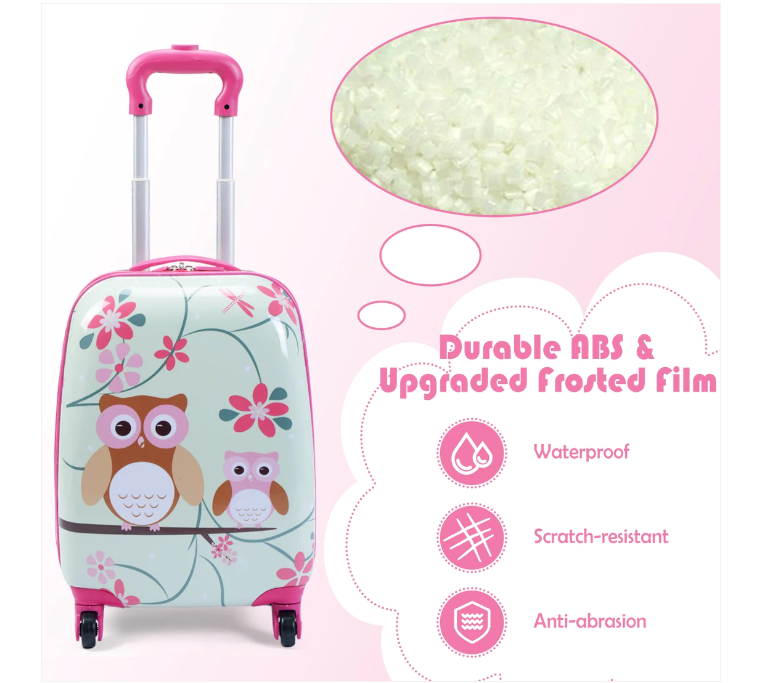 2 Pieces 12 Inch 16 Inch Green ABS Kids Suitcase Luggage Set