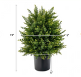 21.5``Artificial Cedar Topiary Ball Tree with Cement Pot