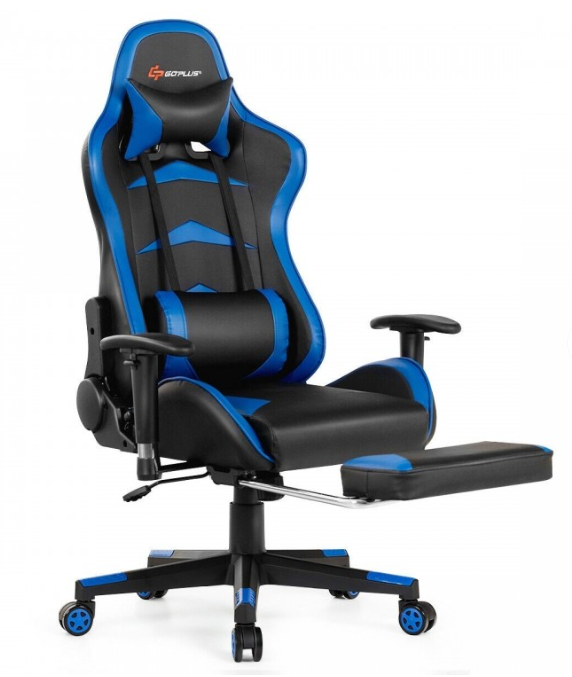 Massage Gaming Chair with Lumbar Support and Headrest