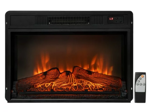 23" Electric Fireplace Insert Heater w/ Log Flame Effects Remote Control 1400W