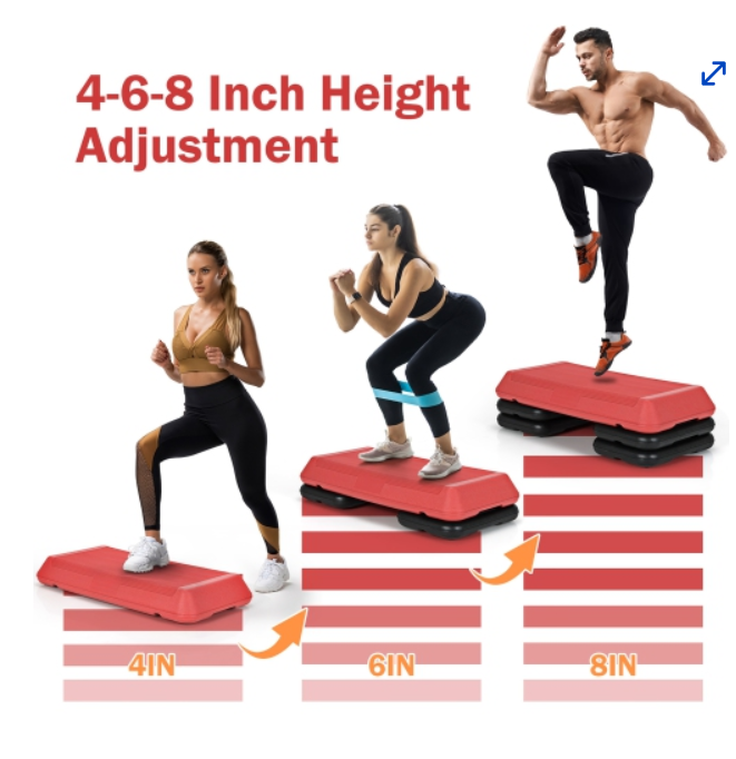 29" Adjustable Workout Fitness Aerobic Stepper Exercise Platform W/Riser 4" -6" -8