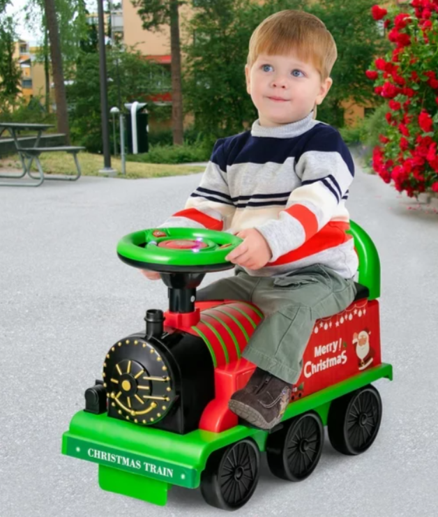 Gymax 6V Electric Kids Ride On Train Motorized Train Toy w/ Track & 6 Wheels Green