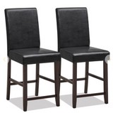 Set of 2  - 24``Counter Height Bar Stools with Rubber Wood Legs and Ergonomic Back