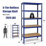 72 Inch Storage Rack with 5 Adjustable Shelves for Books Kitchenware, 1 box, unassembled