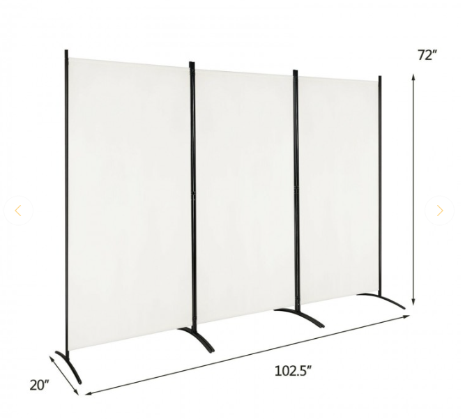 6 Feet 3 Panel Room Divider with Durable Hinges Steel Base, fully assembled