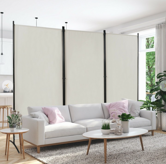 6 Feet 3 Panel Room Divider with Durable Hinges Steel Base, fully assembled