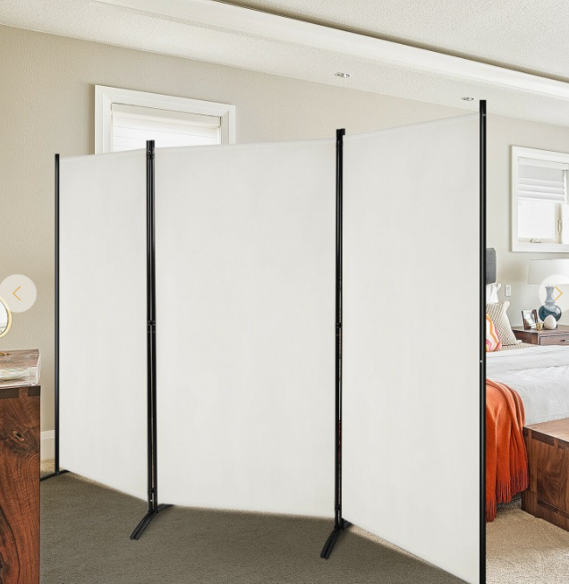 6 Feet 3 Panel Room Divider with Durable Hinges Steel Base, fully assembled