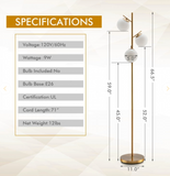 3-Globe Floor Lamp with Foot Switch and Bulb Bases