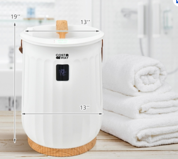 20L Bathroom Towel Warmer Bucket with Fragrance Holder & LCD Display White