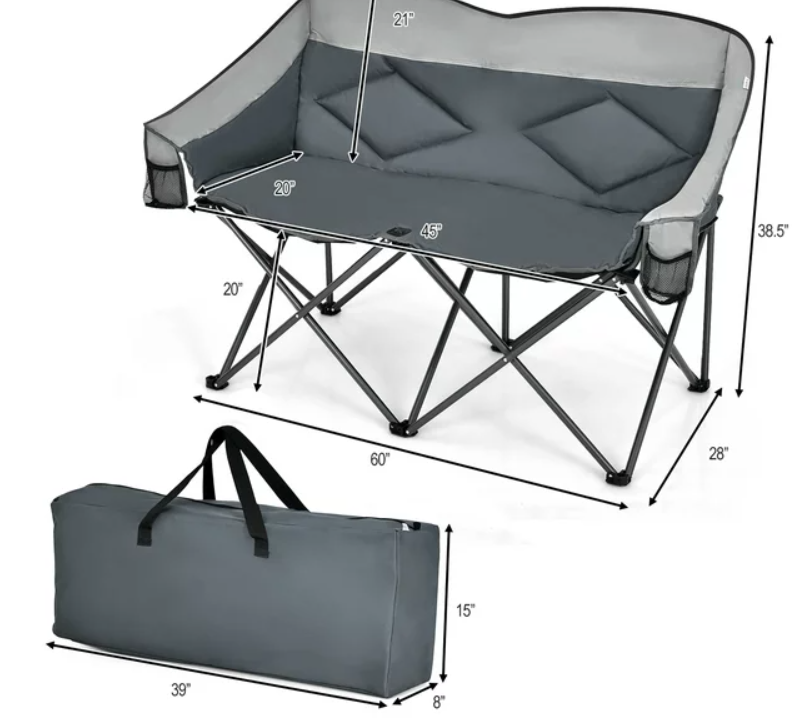 Folding Camping Chair Loveseat,  Damaged customer return but functional, SPECIAL