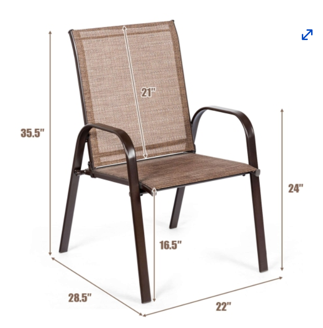 2 Piece set,  Patio Chairs Deck Yard W/Armrest