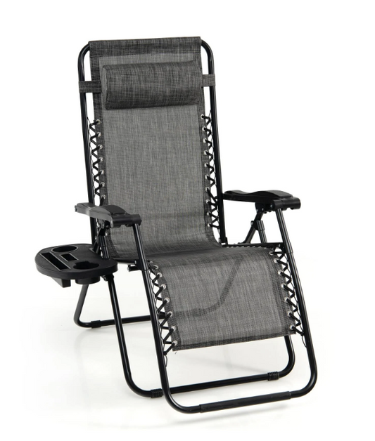 Folding Lounge Chair with Zero Gravity and drink holder