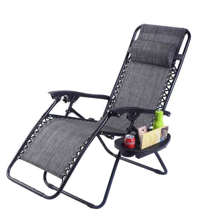 Folding Lounge Chair with Zero Gravity and drink holder