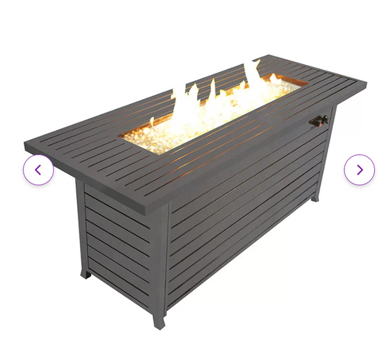 Goldstein 24" H x 56.7" W Aluminum Propane Outdoor Fire Pit Table, fully assembled