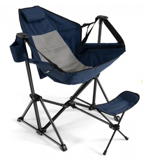 Hammock Camping Chair with Retractable Footrest and Carrying Bag