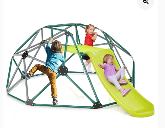 Kids Climbing Dome with Slide and Fabric Cushion for Garden Yard, 1 box unassembled