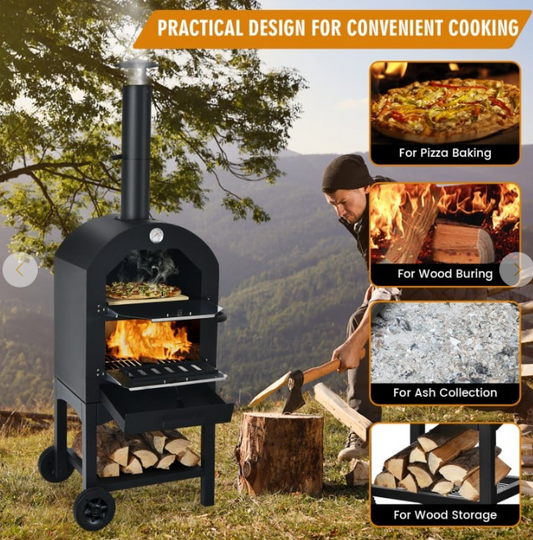 Outdoor Pizza Oven with Pizza Stone, Customer return, signs of use, fully assembled