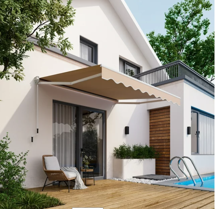 10 x 8.2 Feet Retractable Awning with Easy Opening Manual Crank Handle. 1 box