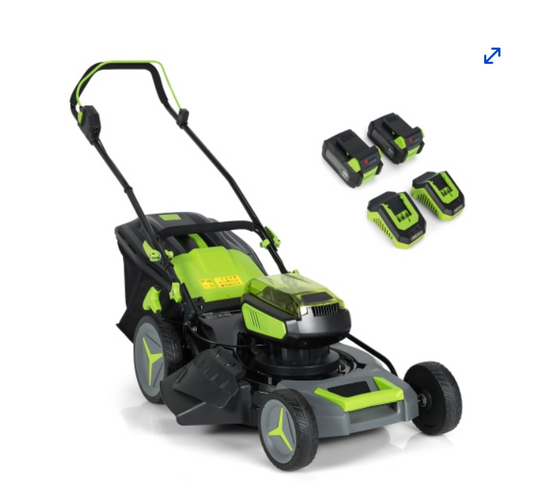 40V,  18" Brushless Cordless Push Lawn Mower 4.0Ah Batteries & 2 Charger (2 x 20V)