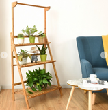 3 Tiers Bamboo Hanging Folding Plant Shelf Stand, 1 Box, unassembled
