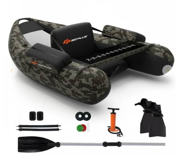 Inflatable Fishing Float Tube Kit, up to 350lbs, 1 box, unassembled