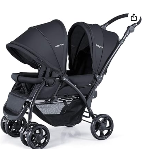 Double stroller, foldable, adjustable back rest, black