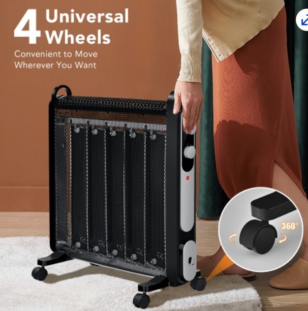 1500W Electric Radiant Space Heater Portable Heater w/Adjustable Thermostat