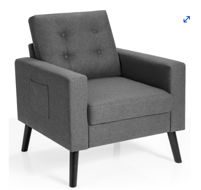 Mid-Century Upholstered Armchair Club Chair with Rubber Wood Legs