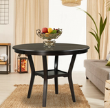 42 Inch Farmhouse 2-Tier Round Dining Table with Storage Shelf, Black, very small mark on top