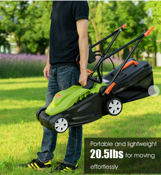 14-Inch 12 Amp Lawn Mower with Folding Handle Electric Push