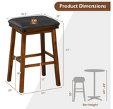 2 Piece Set, Dining Bar Stool with Rubber Wood-30 inches