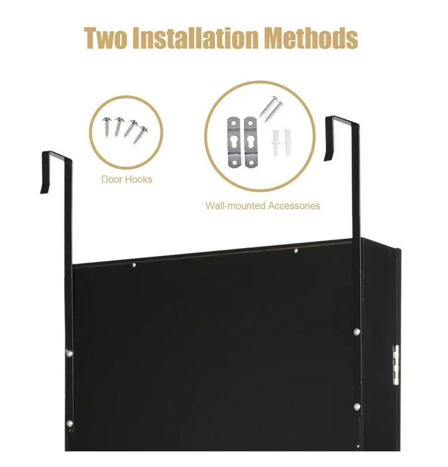 Lockable Wall Door Mounted Mirror Jewelry Cabinet, interior mirror damaged
