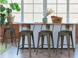 Set of 4,  24 Inch  Side Chairs with Rubber Feet and Removable Back, Gunmetal