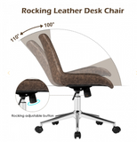 Vegan Leather Armless Adjustable Mid-Back Office Chair, Brown