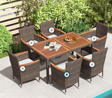 7 Pieces Garden Dining Patio Rattan Set with Cushions for Backyard, 3 boxes, unassembled