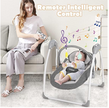 Baby Swing for Infants, with 5 Speed Natural Sway Music,Remote Control, Easy Fold, 0-6 Months Boy G (Grey)