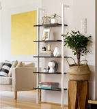 5-Tier Ladder Shelf Wood Wall Mounted Display Bookshelf Metal Frame Brown & White. fully assembled (Copy)