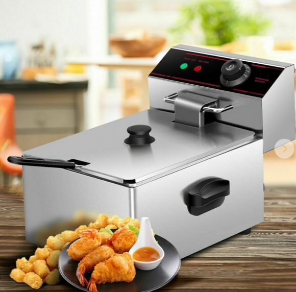 1700W Single Electric Deep Fryer with Basket Scoop Unit