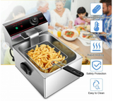 1700W Single Electric Deep Fryer with Basket Scoop Unit