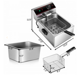 1700W Single Electric Deep Fryer with Basket Scoop Unit