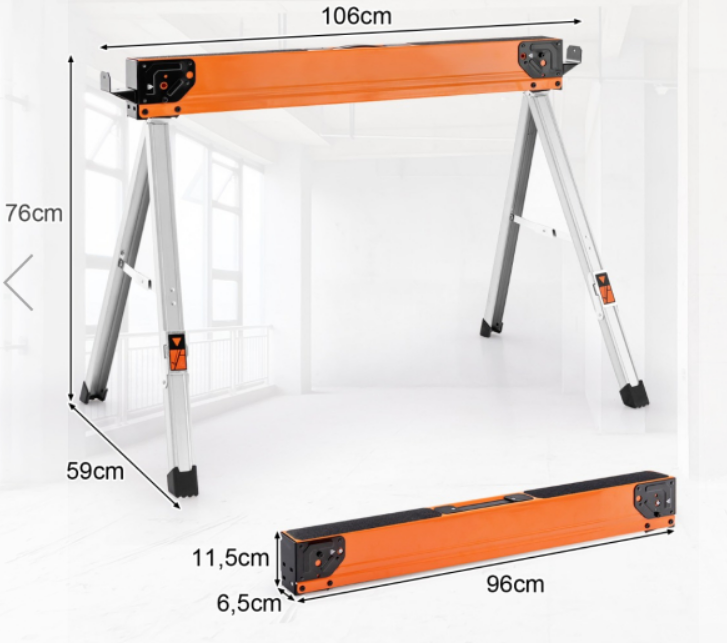 2 Piece Set, Folding Metal Sawhorse