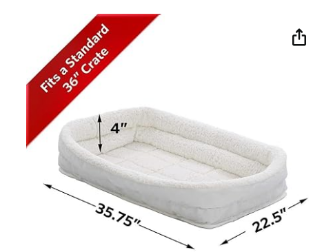 Midwest Homes for Pets 40336-FS Double Bolster Pet Bed, White Fleece, 36"