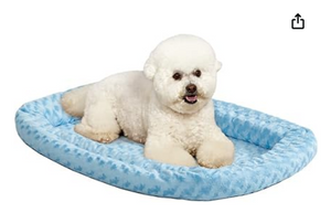 Midwest Homes for Pets 40322-BS Double Bolster Pet Bed, Powder Blue Plush, 22"