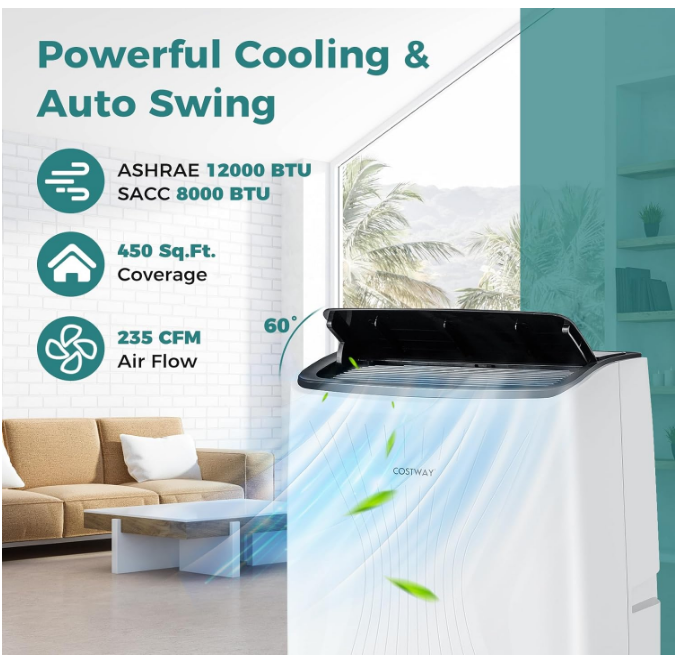 Portable Air Conditioner with heat pump, Smart Wifi