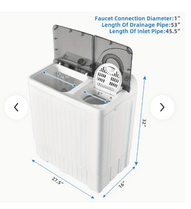 26lbs Portable Semi-automatic Twin Tub Washing Machine W/ Drain Pump