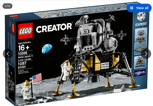 NASA Apollo 11 Lunar Lander, 10266, 1087 pieces, box damage, new/complete