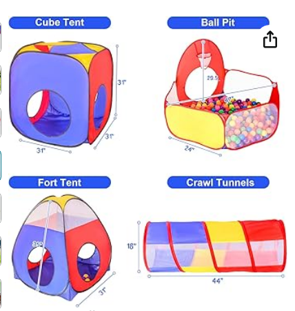 5pc Kids Play Tent, small hole in carry case