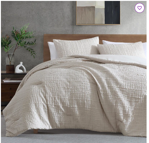 King Size - Kenneth Cole Serenity Wavy Lines Beige Comforter Set