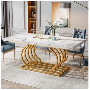 Hausner 63" Dining Table, Faux Marble Top